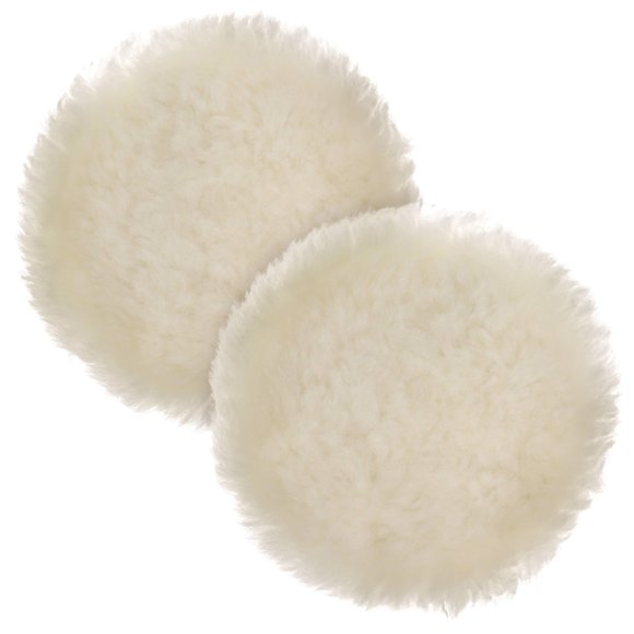 TCP Global 8" All Natural Premium 100% Wool Buffing Pad - 1" Thick Pile- Hook and Loop Grip Attachment Buffing & Polishing Pad (Pack of 2)
