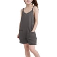 thumbnail image 4 of Girls Rompers Summer Casual Loose Sleeveless Overalls Spaghetti Strap Shorts Jumpsuit 2025 Beach Vacation Outfits, 4 of 7