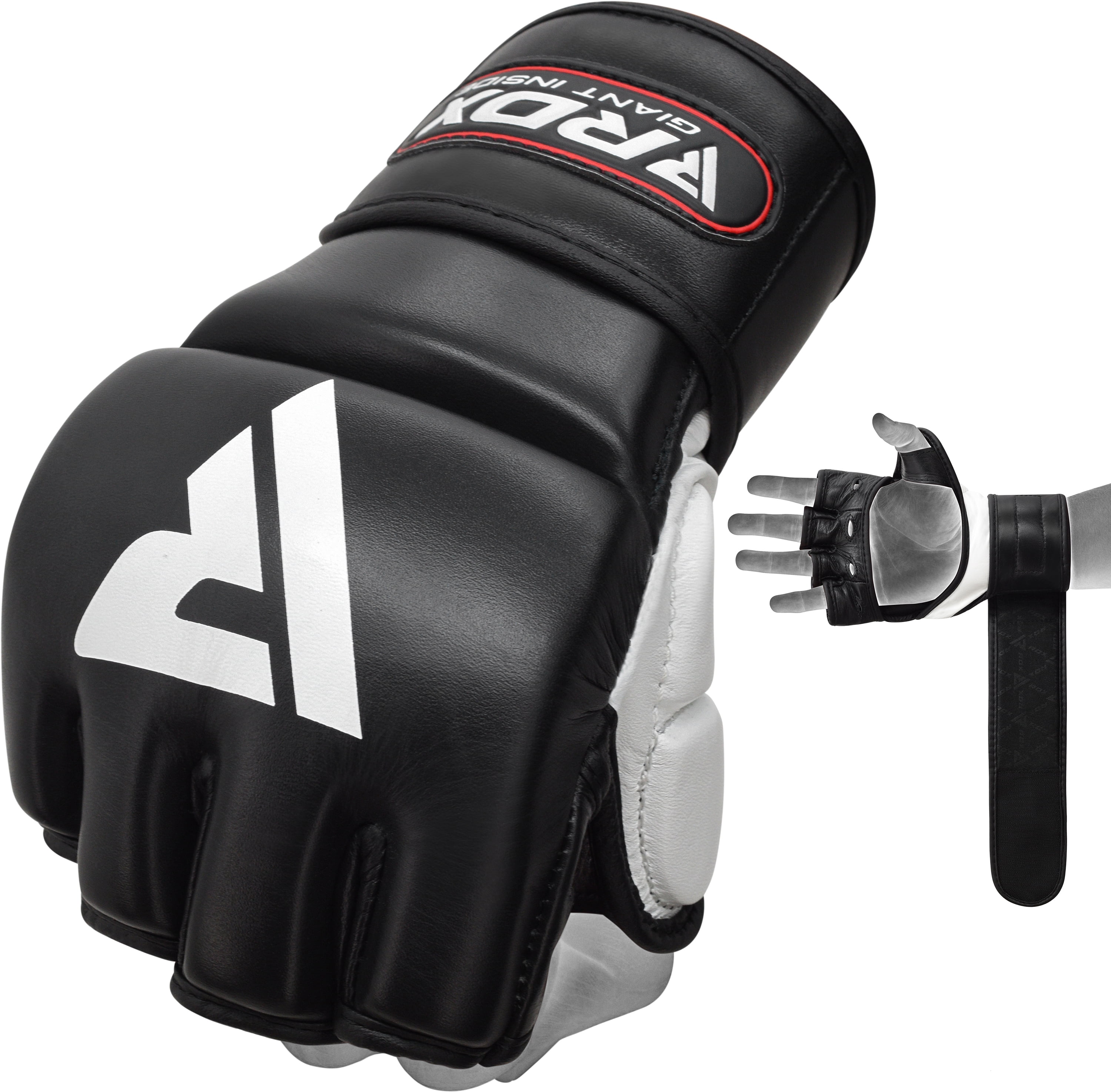 RDX MMA Gloves for Grappling Martial Arts, Approved By SMMAF, Genuine  Cowhide Leather, Black, Small 