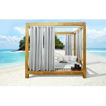 Seaside Stripe Indoor/Outdoor Grommet Curtain Panel - Pair each 50" x 108" in Alloy Grey