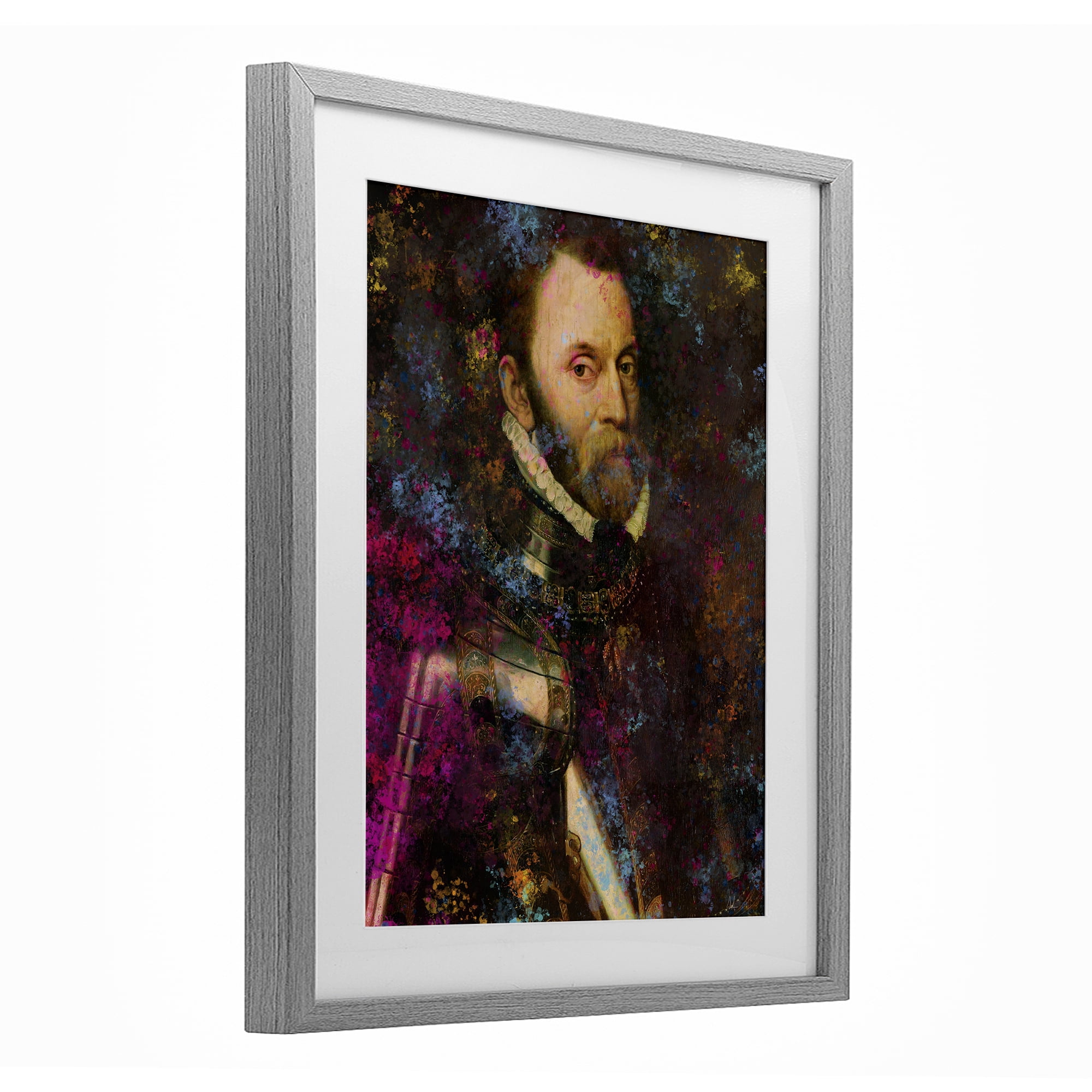 Stupell Industries Dappled Royalty Portrait Gray Framed Print Under Glass, design by Sarah Adams