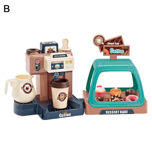 Máquina de café de plástico multifuncional universal para el hogar, juguete de juego de rol para niños, azul
