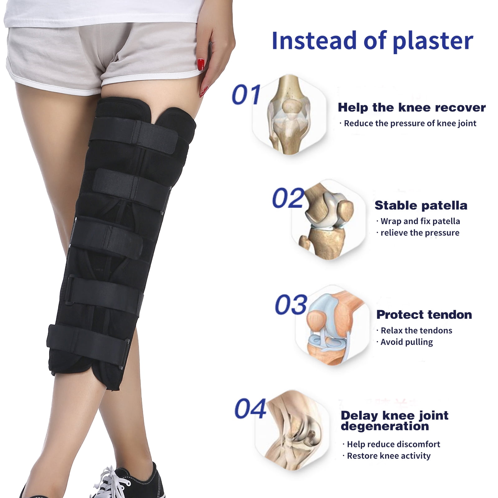 Knee Immobilizer Secure Comfort Knee Brace & Stabilizer for Recovery,Knee Fractures,Instability, ACL,MCL