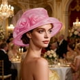thumbnail image 6 of Karymi Hats for Women Elegant Floral Organza Wide Brim Hat, Breathable Sun Protective Formal Dress Hat for Wedding Church Running Hat, 6 of 6