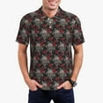 thumbnail image 1 of Kdxio Polo à Manches Courtes pour Hommes, Imprimé Crâne et Roses Rouges, Chemises de Golf pour Hommes, Polos Décontractés d'Affaires-Moyen, 1 of 6