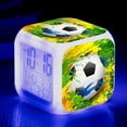 thumbnail image 4 of Reloj despertador pequeño con diseño de fútbol creativo y extraño, LED, colorido, que cambia de color, cuadrado, para estudiantes y niños, alarma silenciosa, 4 of 6