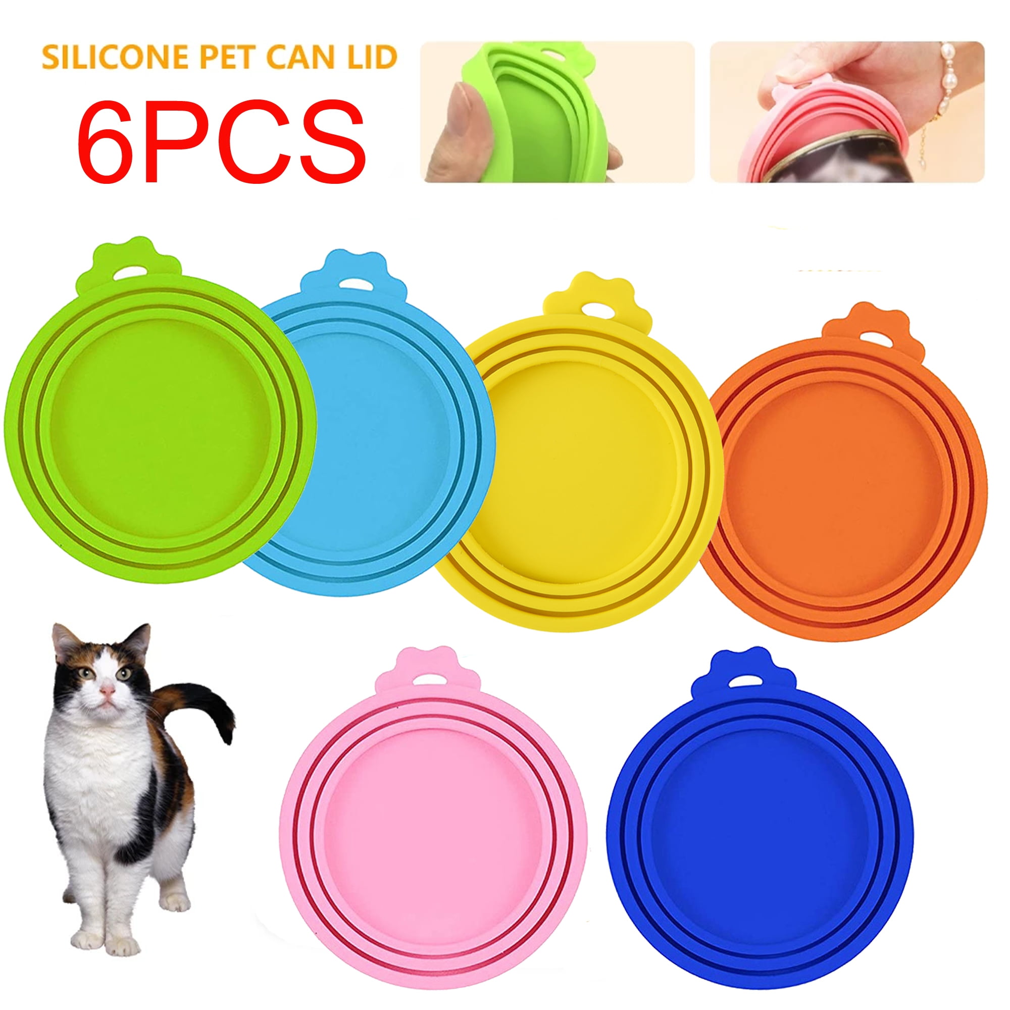 6Pcs/set Pet Food Can Cover, FDA Safe & BPA Free Silicone Cat Dog Food