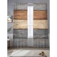 thumbnail image 2 of Farmhouse Haze Blue Brown Sheer Curtains 84 Inch Length 2 Panels Set, Vintage Wooden Striped Voile Window Treatment Rod Pocket Curtains Sheers Drapes for Bedroom/Living Room/Kitchen 52"x84"x2, 2 of 7