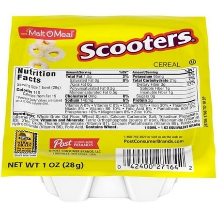 Malt O Meal Scooters Cereal, 1 Ounce -- 96 per Case.