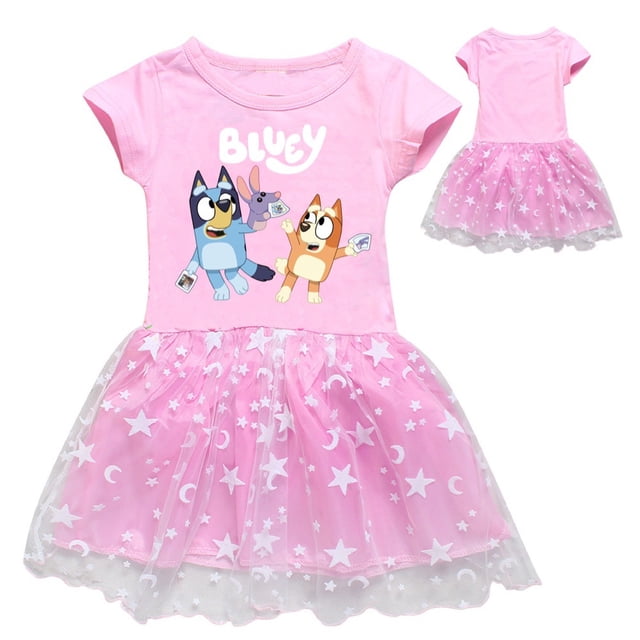 Bluey Vestido De Verano Para Bebés Y Niñas , Vestidos De Manga Corta Para Niños Pequeños , Ropa Gao Jiahui unisex