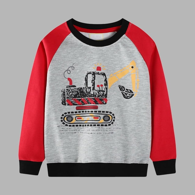 YUNAFFT Kids Crewneck Sweatshirt Truck Print Raglan Sleeve Casual Playful