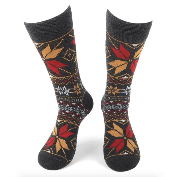 Urban-Peacock Men's Novelty Fun Socks - Fair Isle Vintage Winter - Charcoal - 1 Pair