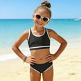thumbnail image 2 of Staki Bikini Set for Girls Girl's 2 Piece Bathing Suit Solid Sport High Waist Bikini Set Swimsuit 7-12Y(Black,7-8 Years), 2 of 9