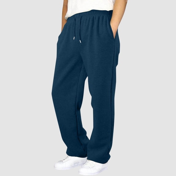 Bnwani Boys Sweatpants Baggy Straight Leg Open Bottom Elastic Waist Athletic Pants with Pockets Blue