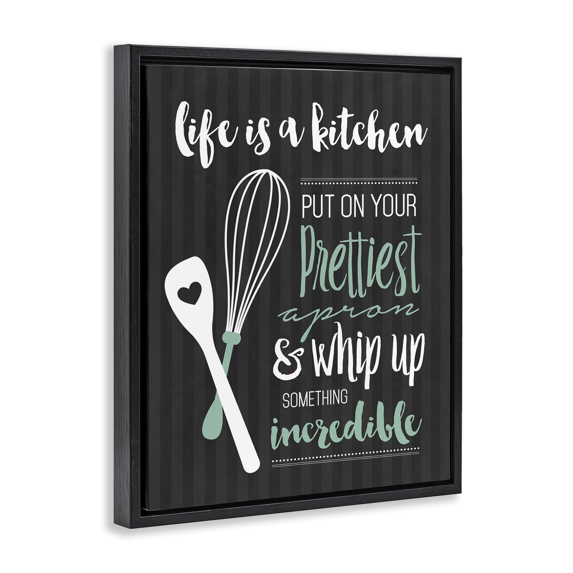 Life Is A Kitchen Motivational Black Framed Floater Canvas Wall Art, design by Lettered and Lined