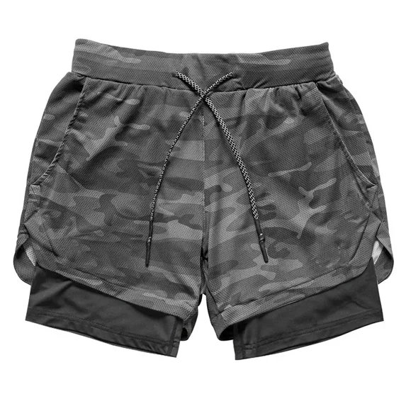 Camo Running Shorts Men Gym Sports Shorts 2 In 1 Quick Dry Workout Training Gym Fitness Jogging Short Pants Summer Men Shorts style1 Camo M(170cm 60kg)