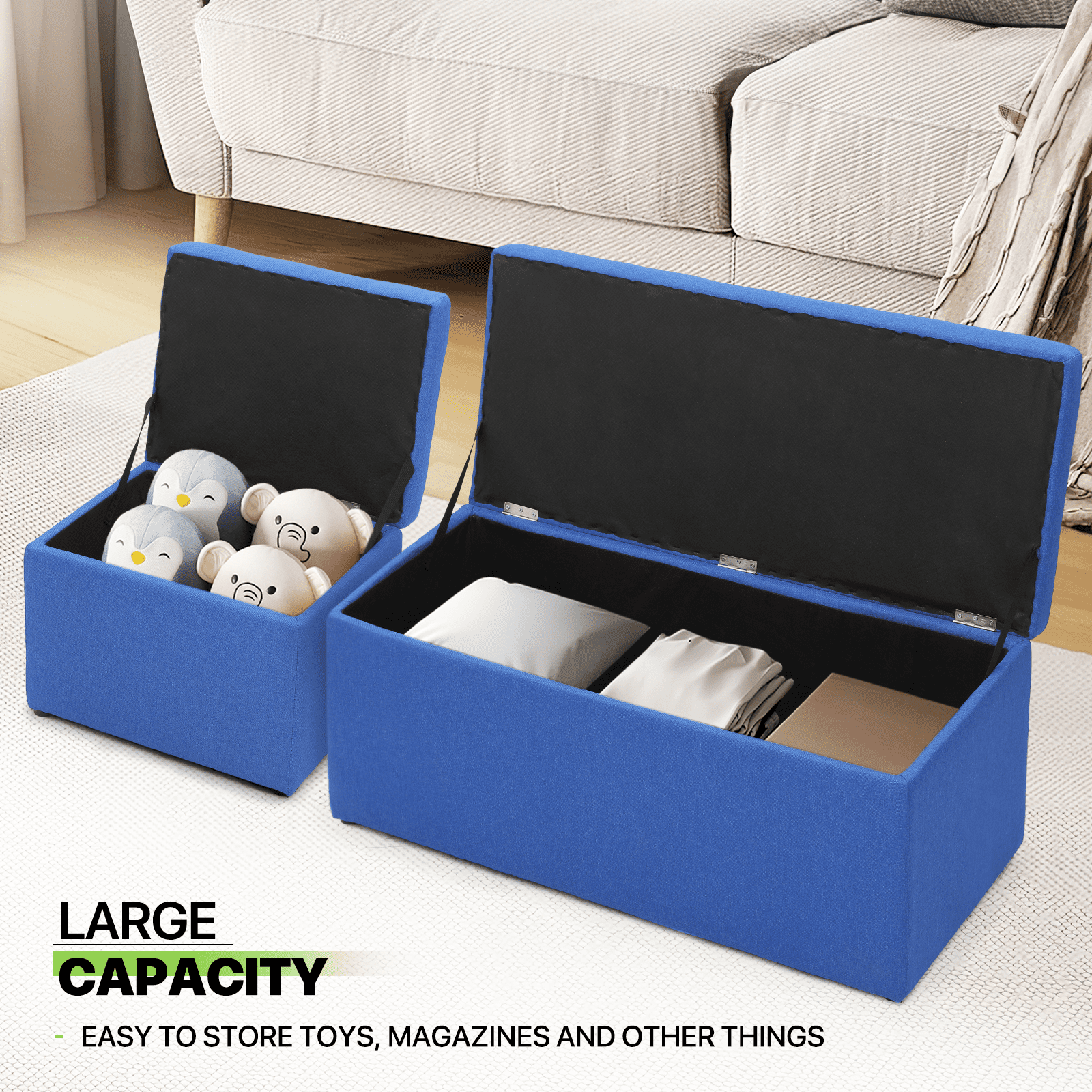 Blue ottoman deals storage box