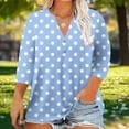 thumbnail image 2 of Women's Casual Plus Size Printed 3/4 Sleeve V-Neck Blouse Tops Shirts Tunics Loose Fit Floral Pattern Soft for Business Office Vacation Travel Fashion Essential Gift for Women, 2 of 9