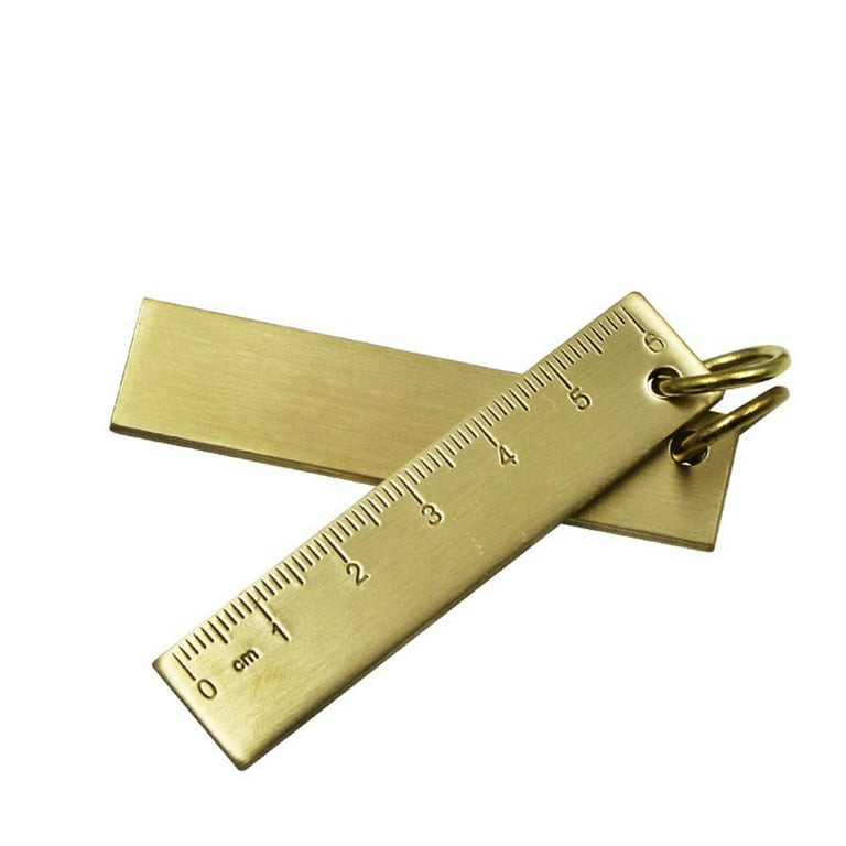 Portable 6cm Small Copper Ruler 3mm Thickened Brass Metal Ruler Keychain  Ruler LYD