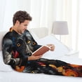 thumbnail image 6 of Lsque Colorful Floral Black Dog Pattern Long Sleeve Pajama Set for Men - Soft 2-Piece Sleepwear and Loungewear Set with Pockets, Comfy Nightwear-Small, 6 of 7