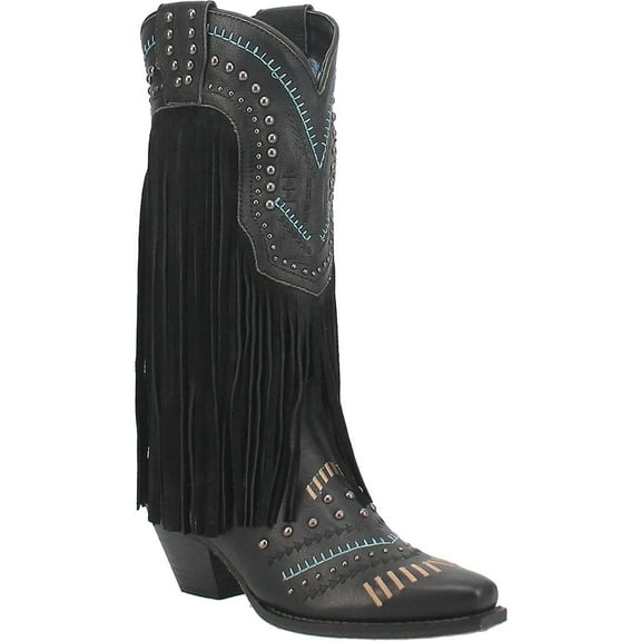 Women's Dingo Gypsy Fringe Leather Boots Black