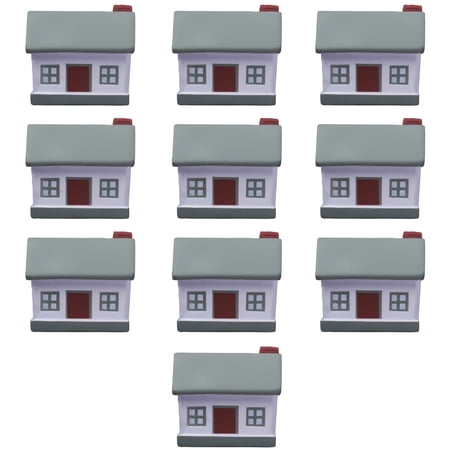 House Shaped Stress Balls Set of 10, Bulk Pack - Anxiety Stress Relief, Perfect for Your Desk, Office or Home - Grey