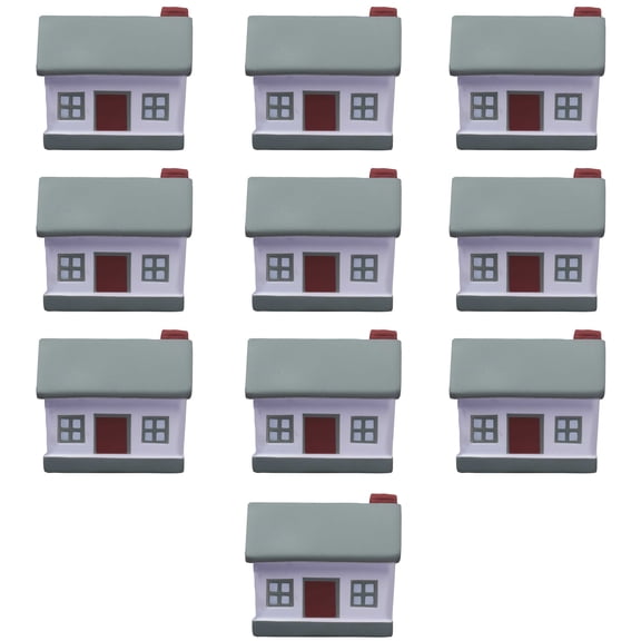 House Shaped Stress Balls Set of 10, Bulk Pack - Anxiety Stress Relief, Perfect for Your Desk, Office or Home - Grey