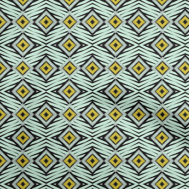 oneOone Silk Tabby Mint Green Fabric Geometric Sewing Material Print Fabric by The Yard 42 Inch Wide