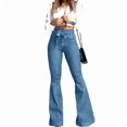 thumbnail image 2 of Womens Denim Pants High Waist Boot Cut Trousers Skinny Bell Bottom Mom Jeans Lake Blue S, 2 of 7