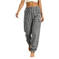 thumbnail image 5 of SeekIslan Womens Corduroy Cargo Pants Drawstring Waist Baggy Fit with Pockets for Casual Lounge Wear, 5 of 7