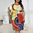thumbnail image 2 of Rhythm Sonia Delaunay Ruffle Sleepshirts For Sleeping Travels Loose Sleepdress Pajama Dress Soft Nightdress Sleepwear, 2 of 7