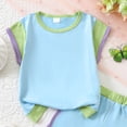 thumbnail image 3 of VUHXZWAF Summer Outfits Girls Fashion Color Block Short Sleeve Shirt and Shorts 2 Piece Set Size 3-4 Years, 3 of 3
