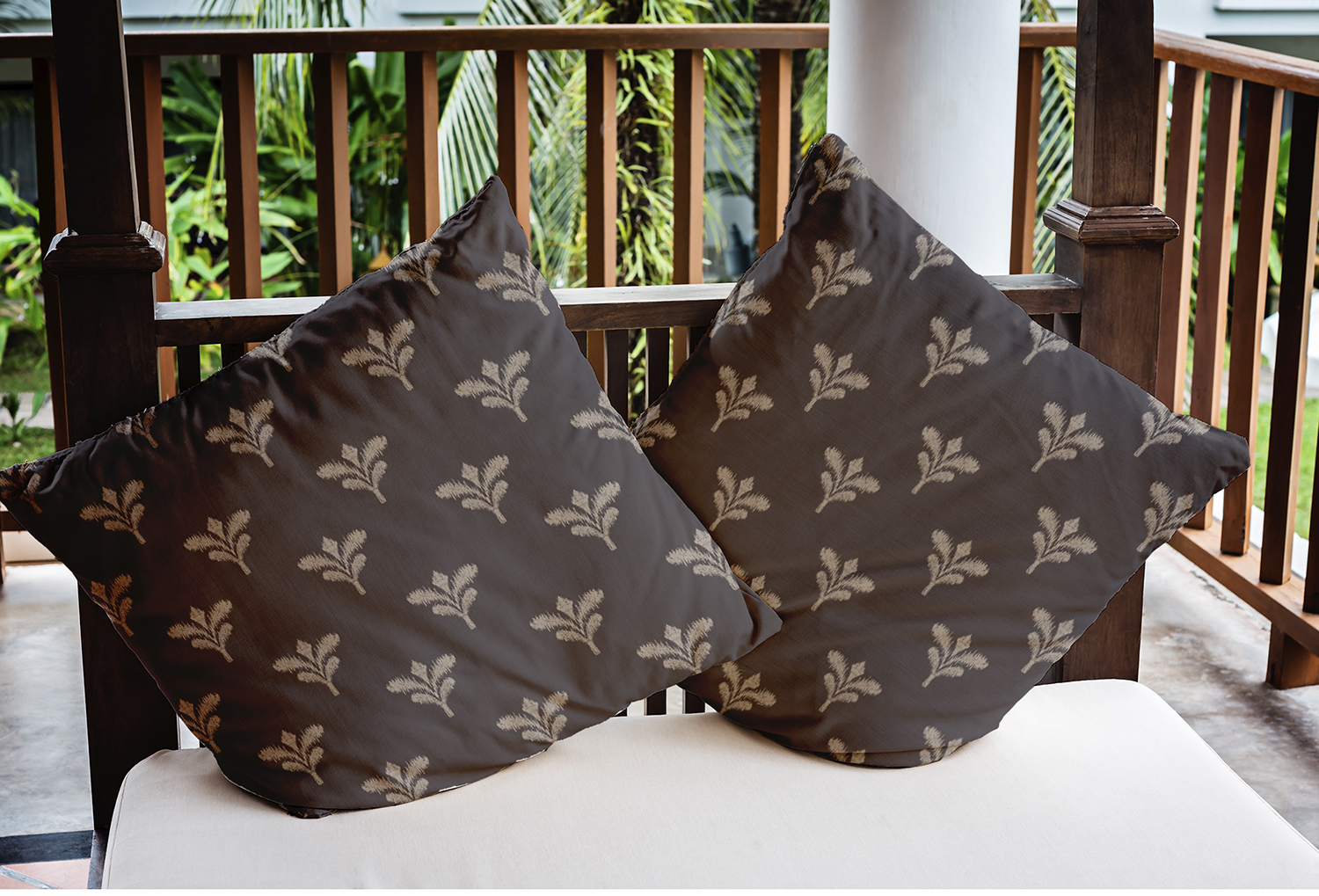 20" x 20" Simply Daisy Floating Feathers Polyester Indoor/Outdoor Pillow, Fossil Qty 1