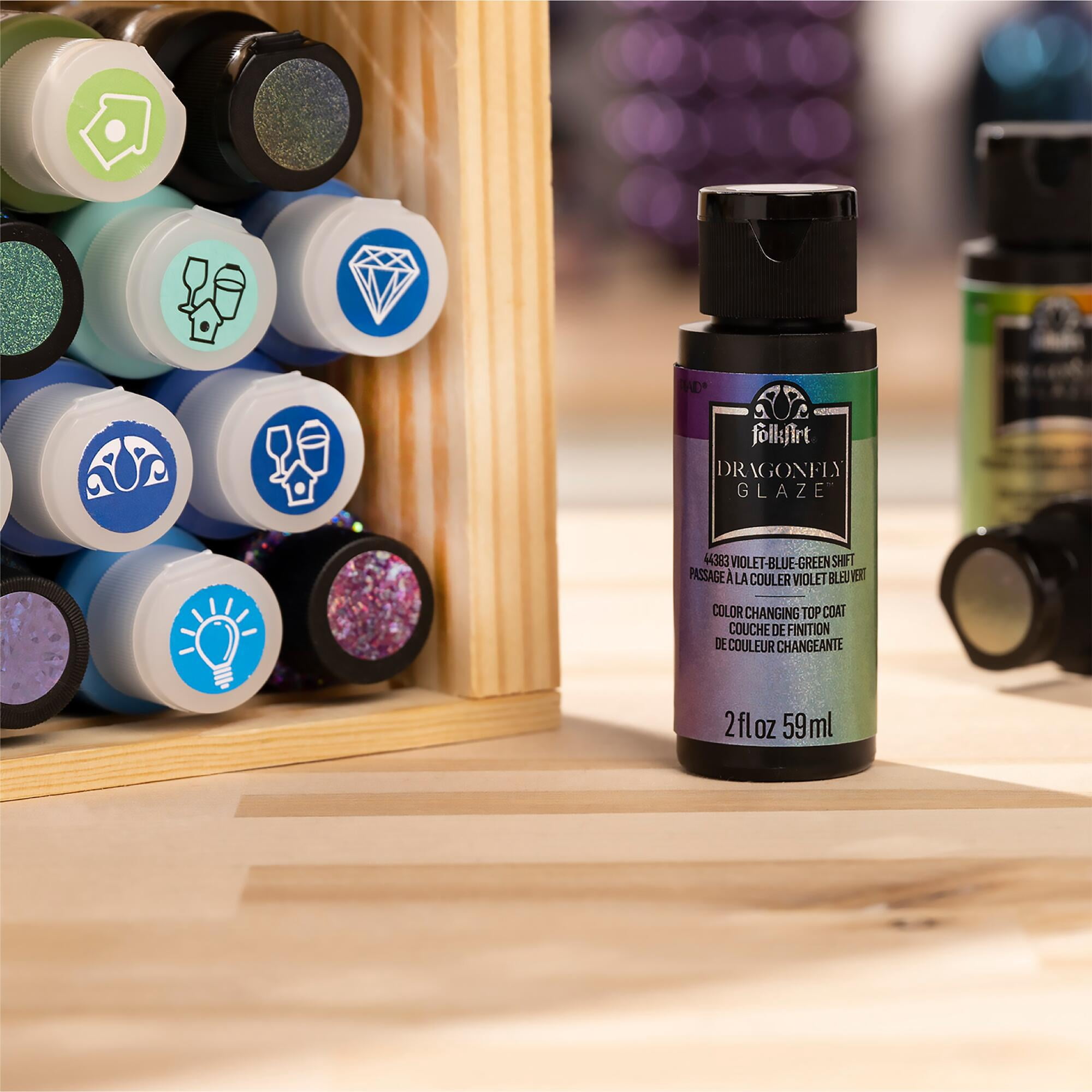 FolkArt Dragonfly Glaze Acrylic Craft Paint Set, Multicolor, Iridescent Finish, Set of 4, 2 fl oz