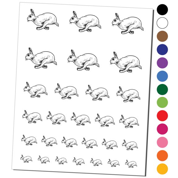 Jumping Running Rabbit Water Resistant Temporary Tattoo Set Fake Body Art Collection - Brown
