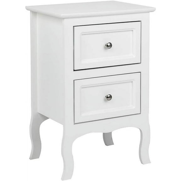 ZOPan White Nightstand with 2 Drawers, Night Stands for Bedrooms, Small Bed Side Table/White Night Stand with Drawers for Small Spaces, College Dorm, Kids’ Room, Living Room, French, 16W x 12D x 24H