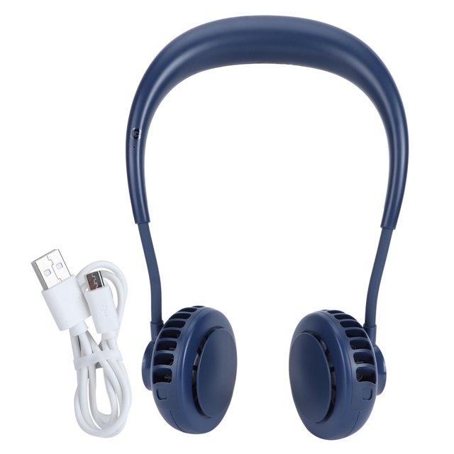 Ventilador de cuello portátil con carga USB, edición deportiva azul para llevar