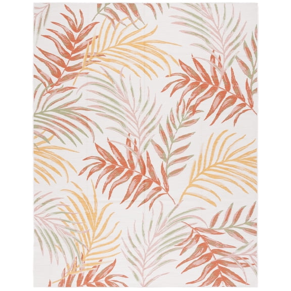 SAFAVIEH Sunrise Nita Floral Reversible Indoor/Outdoor Area Rug, Ivory/Rust Sage, 8' x 10'