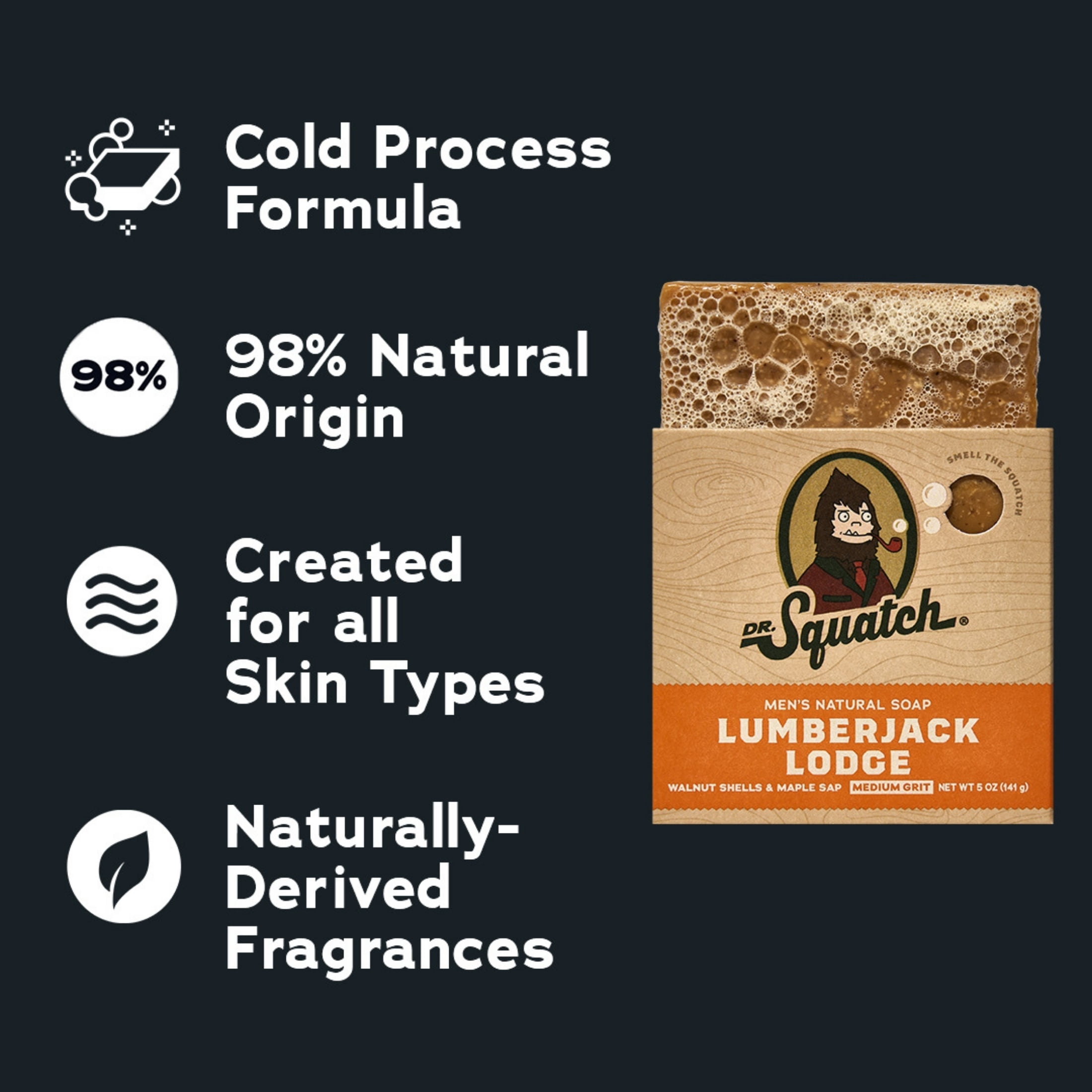 Dr. Squatch Mens Bar Soap, Natural Bar Soap for Men, Lumberjack Lodge, 5 Oz