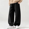 thumbnail image 2 of Miluxas Boys Baggy Sweatpants Wide Leg Casual Sweat Pants with Pockets Elastic Waist Loose Fit Pants Black 9-10 Years, 2 of 9