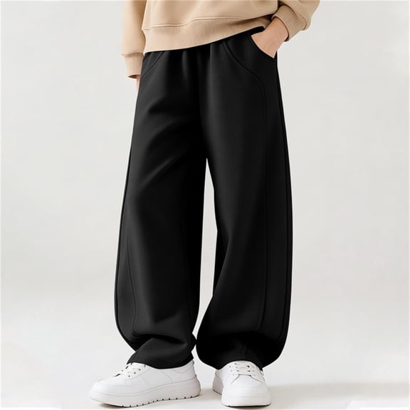 Xdegoge Tween Boys Baggy Sweatpants Wide Leg Casual Lounge Pants Elastic Waist Athletic Workout Gym Y2K Streetwear Activewear Trousers with Pockets