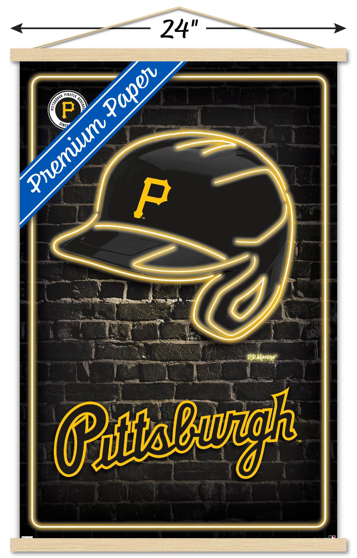 MLB Pittsburgh Pirates - Neon Helmet 23 Wall Poster with Magnetic Frame, 22.375" x 34"