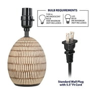 Simple Home Small Table Lamp, Bohemian Style Ceramic Carved Table Lamp with Beige Shade, 12.75