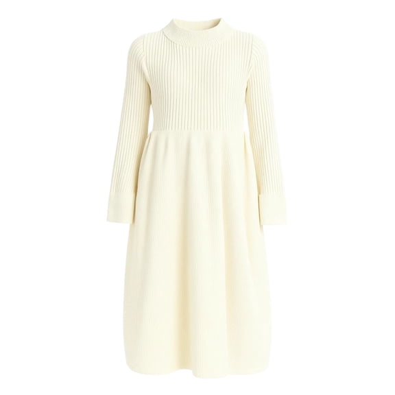 REDARER Girls Knit Dress - Elegant Long Sleeve Sweater Dress, Soft Mid-Length Party Wear with Classic Design,5-6 Years