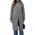 thumbnail image 3 of Women's 2026 Winter Lightweight Quilted Puffer Hooded Jacket Overcoat Plus Size Lightweight Quilted Midi Long jackets for Women Gray M, 3 of 7
