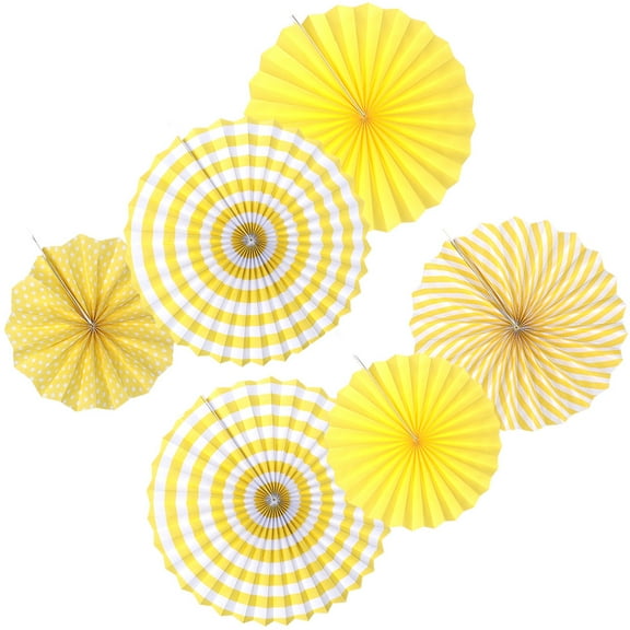 Hemobllo 6Pcs Assorted Color Paper Flowers Fan for Party Decoration Reusable Tissue Paper Fans