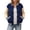A-Blue3203, variant on Color Block Print Jacket for Women Button Front Structure Outerwear Jacket
