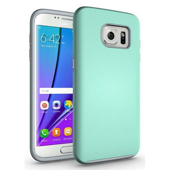 ANTI-SLIP MINT TEXTURED GRIP SKIN HARD CASE COVER FOR SAMSUNG GALAXY S7 EDGE (with dedicated chrome buttons)