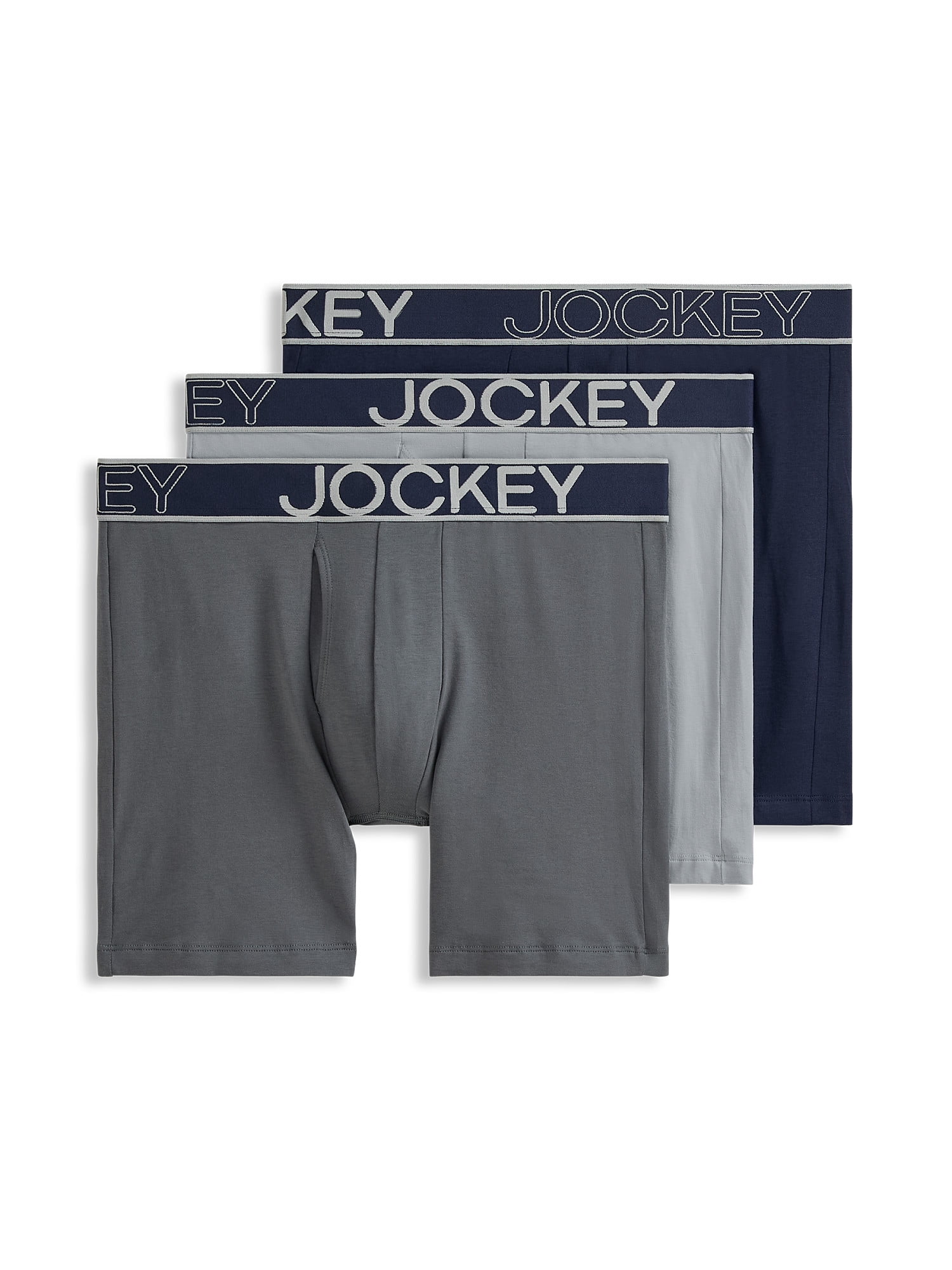 Jockey Essentials Men's Cotton Stretch 6" Boxer Brief - 3 Pack