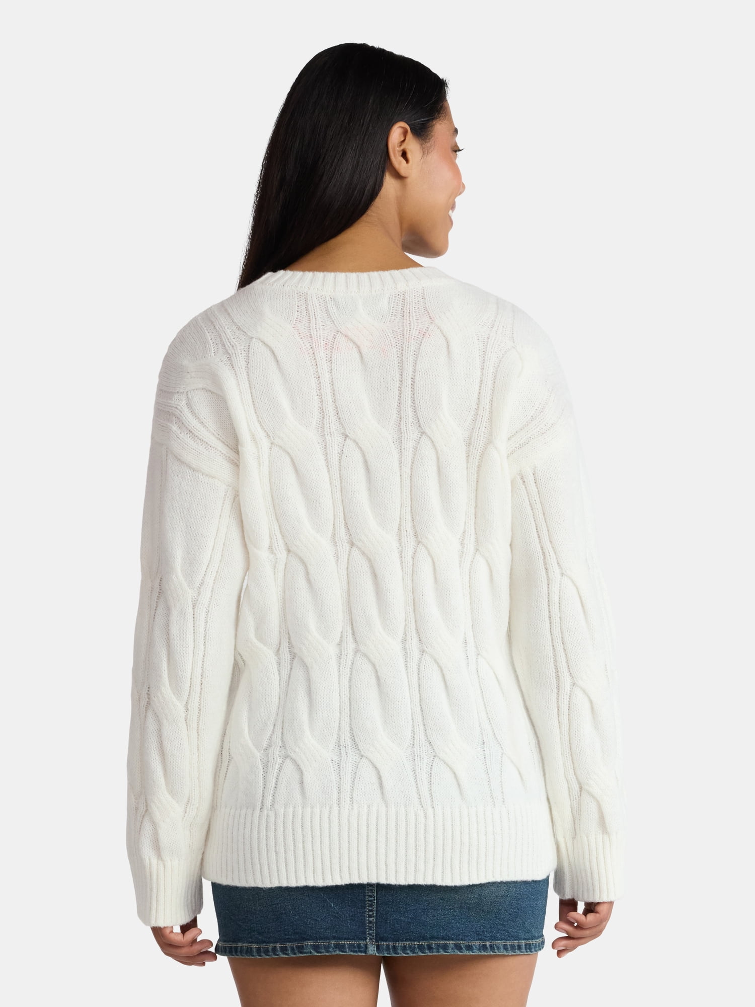 Madden NYC Women's Cable Knit Sweater, Midweight, Sizes XXS-XXL